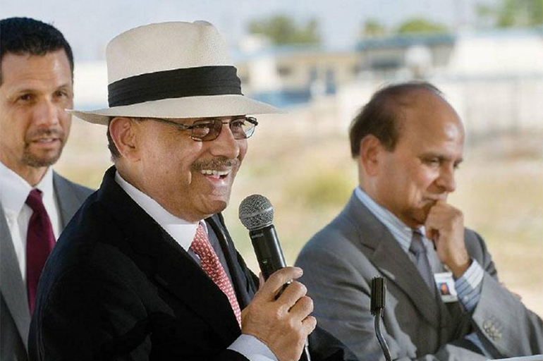 Dr. Prem Reddy is pictured with Gnanadev in 2014. (James Quigg/Daily Press)