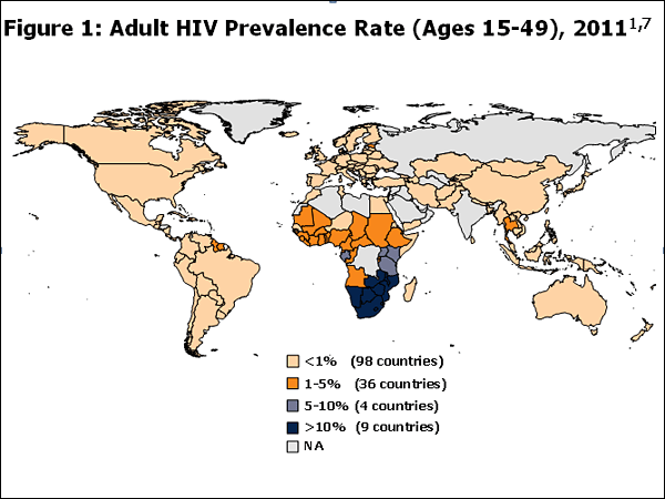 Figure 1: Adult HIV Prevalence Rate (Ages 15-49), 2011 | KFF