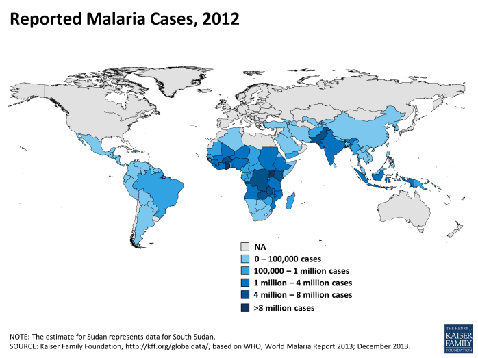 Reported Malaria Cases 2012 KFF