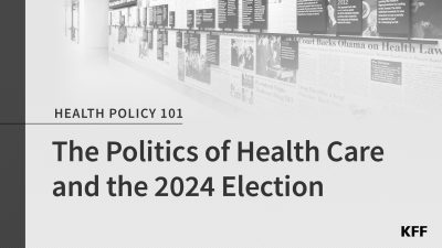 A promotional image for the the KFF Health Policy 101 Politics of Health Care and the 2024 Election chapter