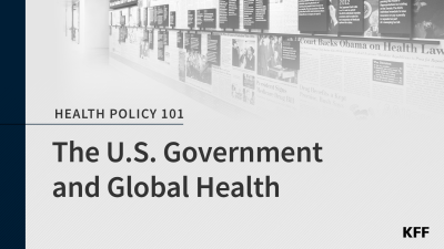 A promotional image for the the KFF Health Policy 101 U.S. Government and Global Health