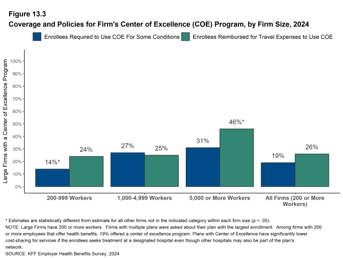 Figure 13.3: Coverage and Policies for Firm's Center of Excellence (Coe) Program, by Firm Size, 2024